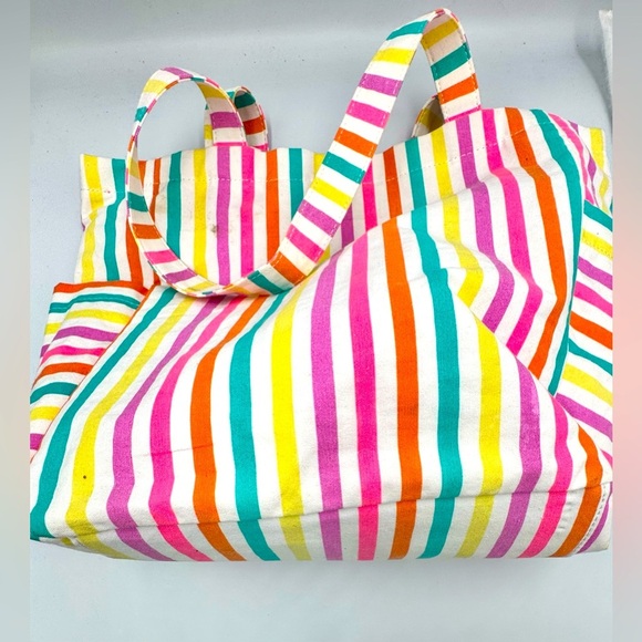 Cat and Jack Colorful Striped Canvas Tote Bag With Side Pockets - Picture 3 of 7